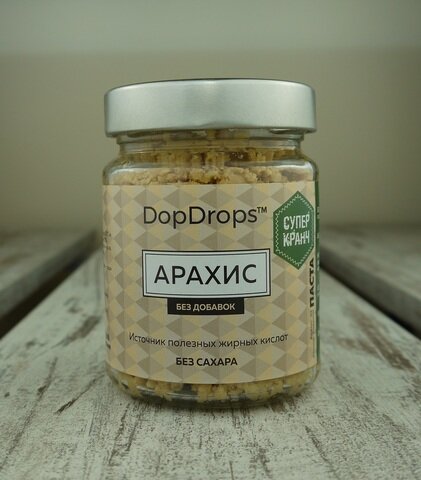 DopDrops Арахисовая паста СуперКранч без добавок 200 г (в стекле)