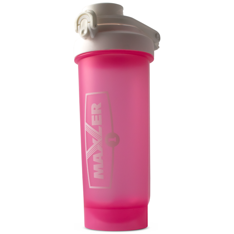 Maxler бело-розовый шейкер-бутылка с шариком 700 мл 