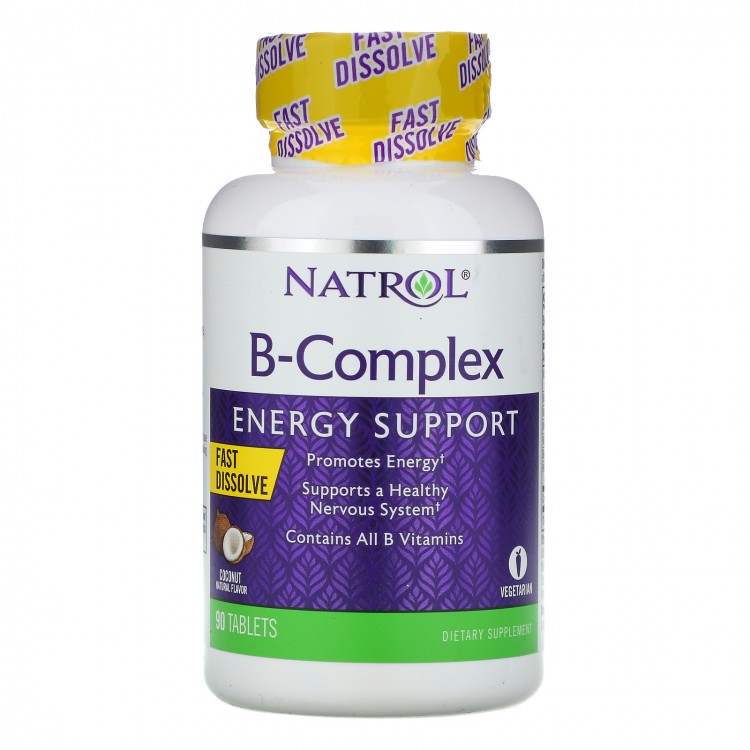 Natrol B-Complex быстрорастворимые кокосовый вкус 90 таб