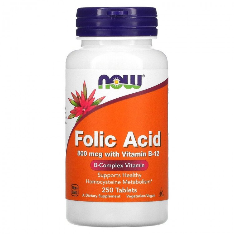 NOW Folic Acid 800 мкг 250 таб