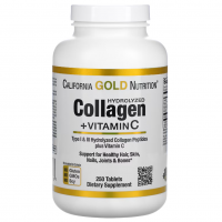 California Gold Nutrition Hydrolyzed Collagen Peptides + Vitamin C Type I & III 250 таб