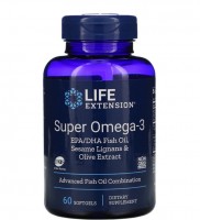 Life Extension Super Omega-3 EPA/DHA Fish Oil Sesame Lignans & Olive Extract 60 кап 