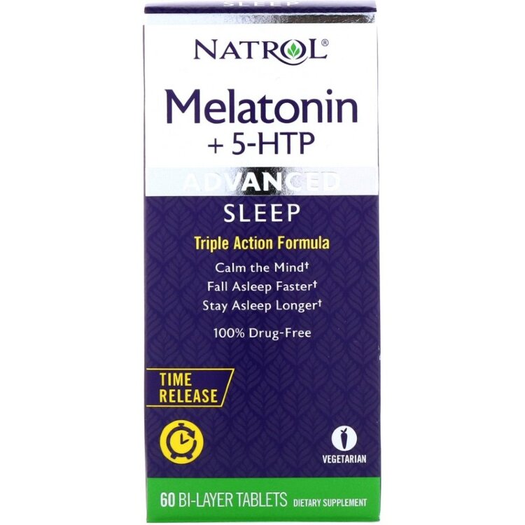 Natrol Melatonin 6 мг + 5 HTP 50 мг Advanced Time Release 60 таб